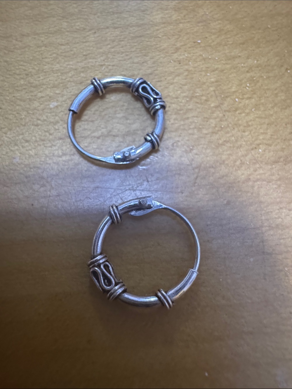 Sterling silver .925 Bali hoop earrings